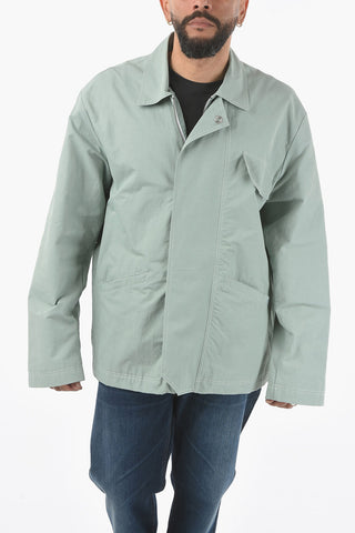 Cotton and Nylon Jacket with Hidden Clousure