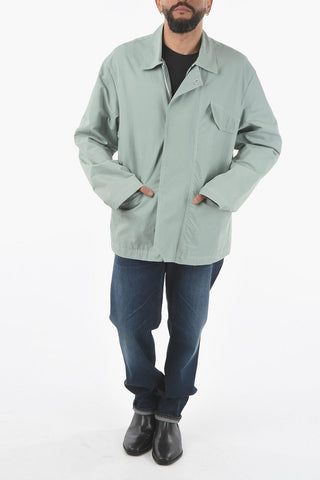 Cotton and Nylon Jacket with Hidden Clousure