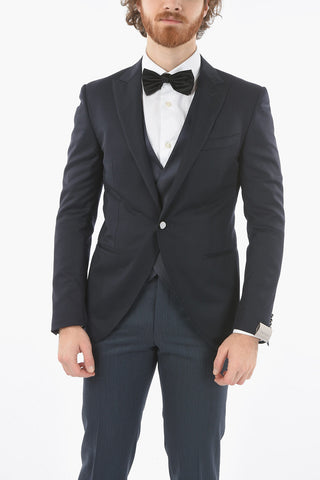 virgin wool center vent peak lapel CERIM.ACADEMY 3 piece waistcoat suitABITI
