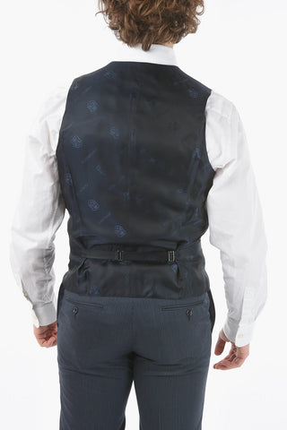 virgin wool center vent peak lapel CERIM.ACADEMY 3 piece waistcoat suitABITI