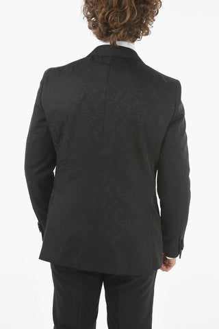 CC COLLECTION anthemion-print side vents tuxedo jacket
