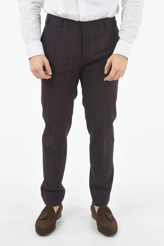 CC COLLECTION windowpane check side vents peak lapel RESET 3 piece waistcoat suit