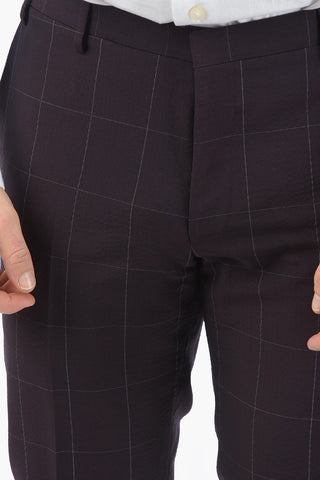 CC COLLECTION windowpane check side vents peak lapel RESET 3 piece waistcoat suit