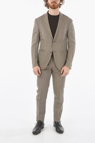 flax and silk side vents notch lapel GATE 2-button suit