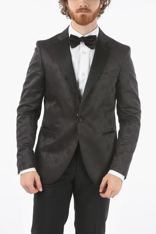 CC COLLECTION anthemion-print REWARD CERIMONI side vents notch lapel tuxedo jacket