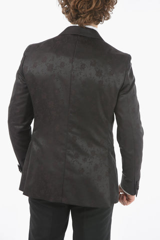 CC COLLECTION anthemion-print REWARD CERIMONI side vents notch lapel tuxedo jacket