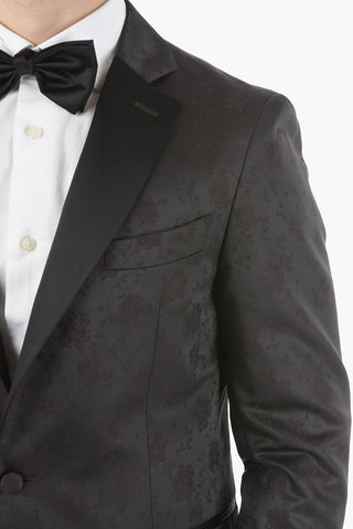 CC COLLECTION anthemion-print REWARD CERIMONI side vents notch lapel tuxedo jacket