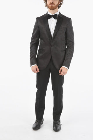 CC COLLECTION anthemion-print REWARD CERIMONI side vents notch lapel tuxedo jacket