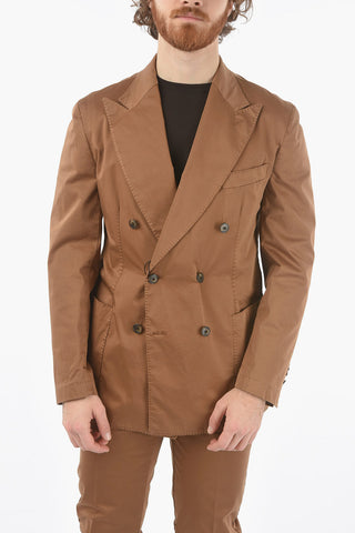 CC COLLECTION 더블 브레스트 수트 두 개의 트임 피크 라펠
