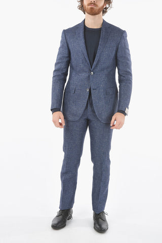 silk and flax ACADEMY notch lapel belt loops 2-button suit