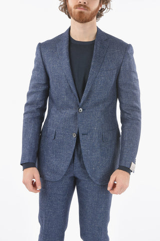 silk and flax ACADEMY notch lapel belt loops 2-button suit