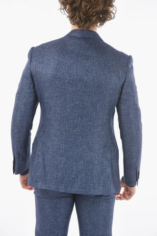 silk and flax ACADEMY notch lapel belt loops 2-button suit