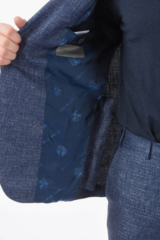 silk and flax ACADEMY notch lapel belt loops 2-button suit