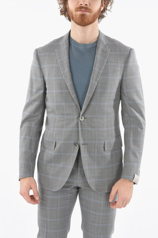 windowpane check virgin wool ACADEMY SOFT side vents 2-button suit