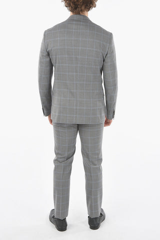 windowpane check virgin wool ACADEMY SOFT side vents 2-button suit