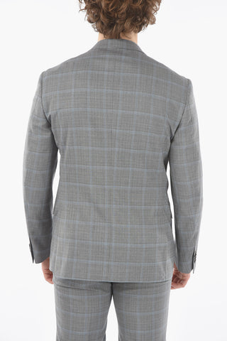 windowpane check virgin wool ACADEMY SOFT side vents 2-button suit