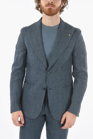 CC COLLECTION abito 2 bottoni REWARD district check in lino revers a lancia