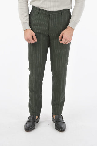 CC COLLECTION pinstriped virgin wool and flax RESET peak lapel 2-button double breasted suit