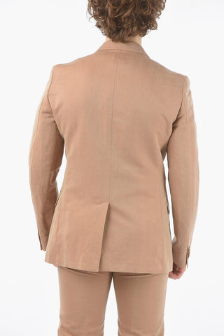 CC COLLECTION flax and cotton center vent notch lapel RESET 2-button suit