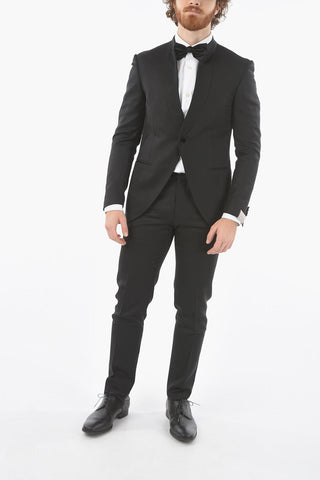 virgin wool CERIMONIA ACADEMY collarless 1-button suit