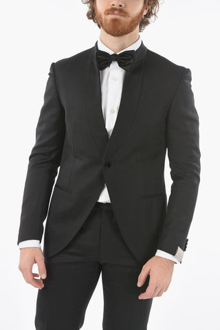 virgin wool CERIMONIA ACADEMY collarless 1-button suit