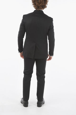 virgin wool CERIMONIA ACADEMY collarless 1-button suit