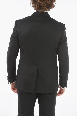 virgin wool CERIMONIA ACADEMY collarless 1-button suit