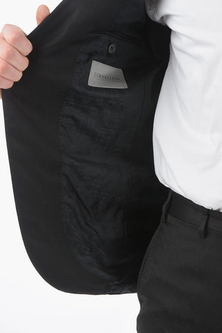 virgin wool CERIMONIA ACADEMY collarless 1-button suit