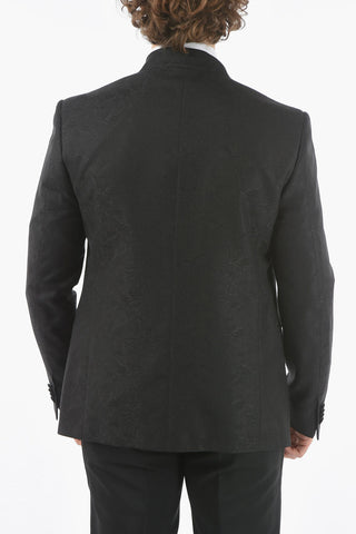 Plant Motif Virgin Wool and Silk ACADEMY CERIMO Mandarin Jacket