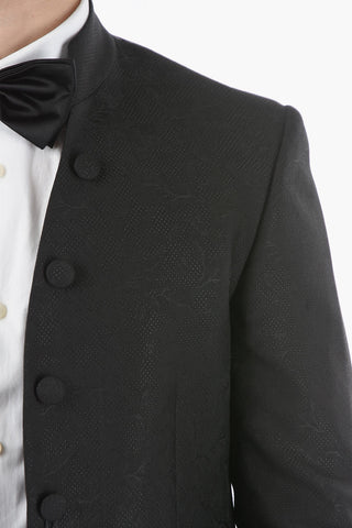 Plant Motif Virgin Wool and Silk ACADEMY CERIMO Mandarin Jacket