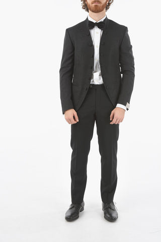Plant Motif Virgin Wool and Silk ACADEMY CERIMO Mandarin Jacket