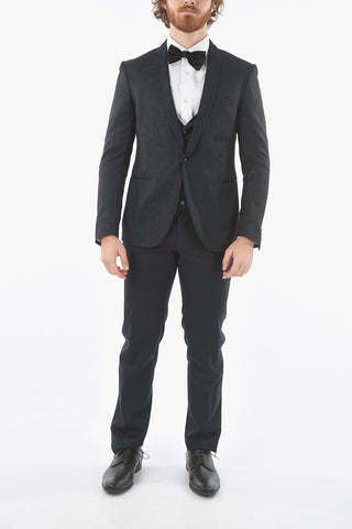 abito tre pezzi con gilet CERIM.ACADEMY uno spacco collo sciallato