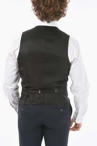 abito tre pezzi con gilet CERIM.ACADEMY uno spacco collo sciallato