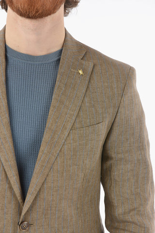CC COLLECTION awning striped flax RESET belt loops 2-button suit