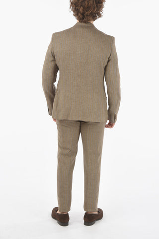 CC COLLECTION awning striped flax RESET belt loops 2-button suit