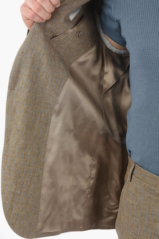 CC COLLECTION awning striped flax RESET belt loops 2-button suit