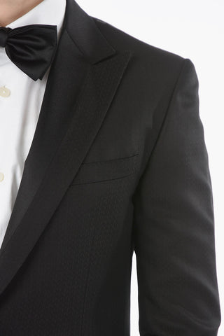 virgin wool ACADEMY CERIMONIA peak lapel plain hems 1-button suit