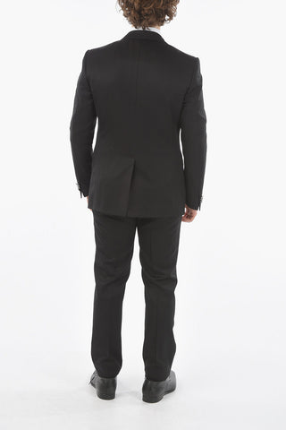 virgin wool ACADEMY CERIMONIA peak lapel plain hems 1-button suit