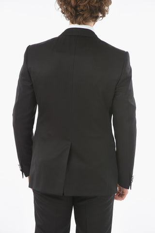 virgin wool ACADEMY CERIMONIA peak lapel plain hems 1-button suit