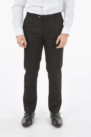virgin wool ACADEMY CERIMONIA peak lapel plain hems 1-button suit