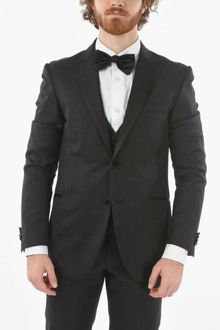 virgin wool center vent peak lapel CERIM.ACADEMY 3 piece waistcoat suit