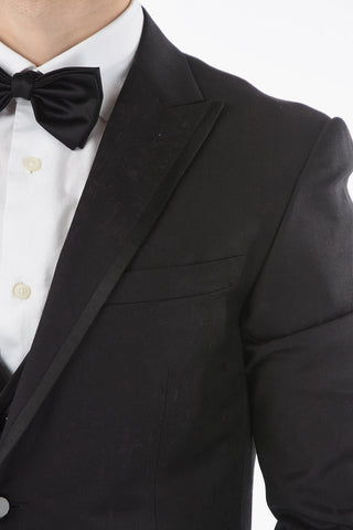 virgin wool center vent peak lapel CERIM.ACADEMY 3 piece waistcoat suit