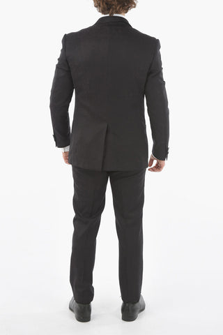 virgin wool center vent peak lapel CERIM.ACADEMY 3 piece waistcoat suit