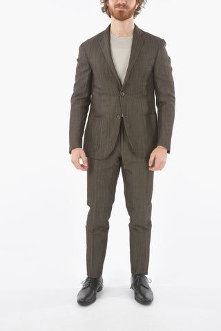 virgin wool and flax GATE side vents notch lapel 2-button suit