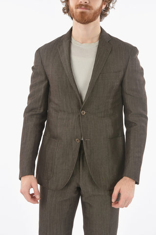 virgin wool and flax GATE side vents notch lapel 2-button suit
