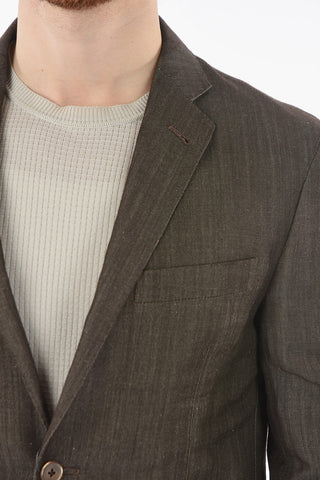 virgin wool and flax GATE side vents notch lapel 2-button suit