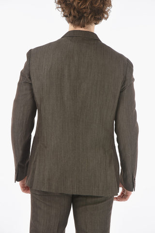 virgin wool and flax GATE side vents notch lapel 2-button suit