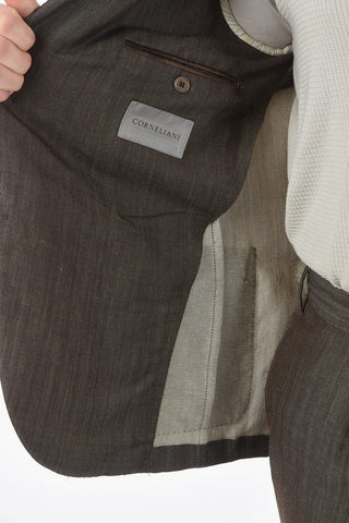 virgin wool and flax GATE side vents notch lapel 2-button suit