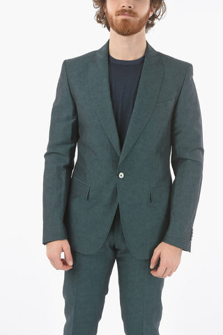 CC COLLECTION cotton and flax RESET peak lapel 1-button suit