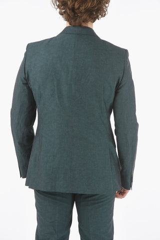 CC COLLECTION cotton and flax RESET peak lapel 1-button suit